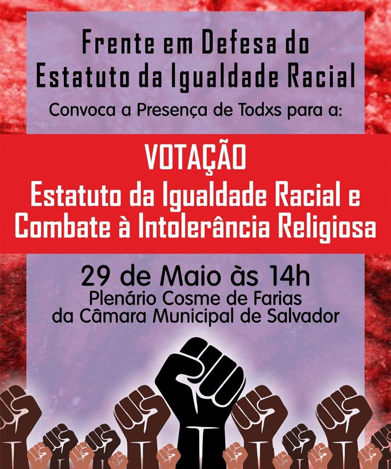 Movimentos sociais cobram aprovação do Estatuto da Igualdade Racial de Salvador