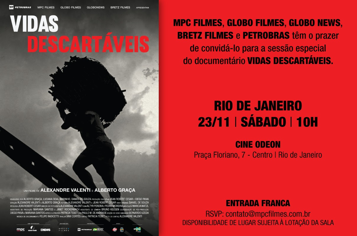 Sessão gratuita de lançamento do filme Vidas Descartáveis