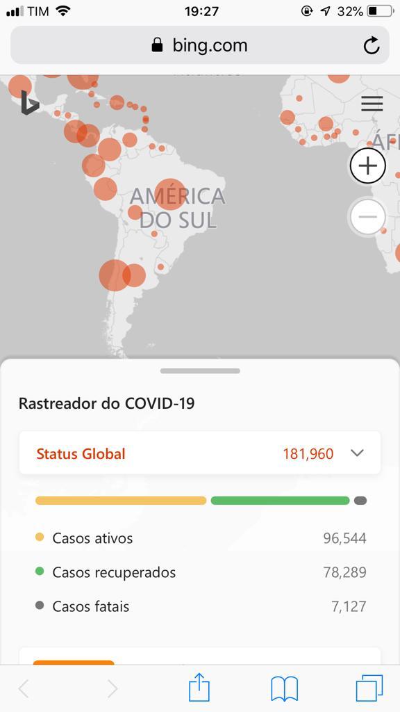 Veja a evolução do Covid-19 em tempo real