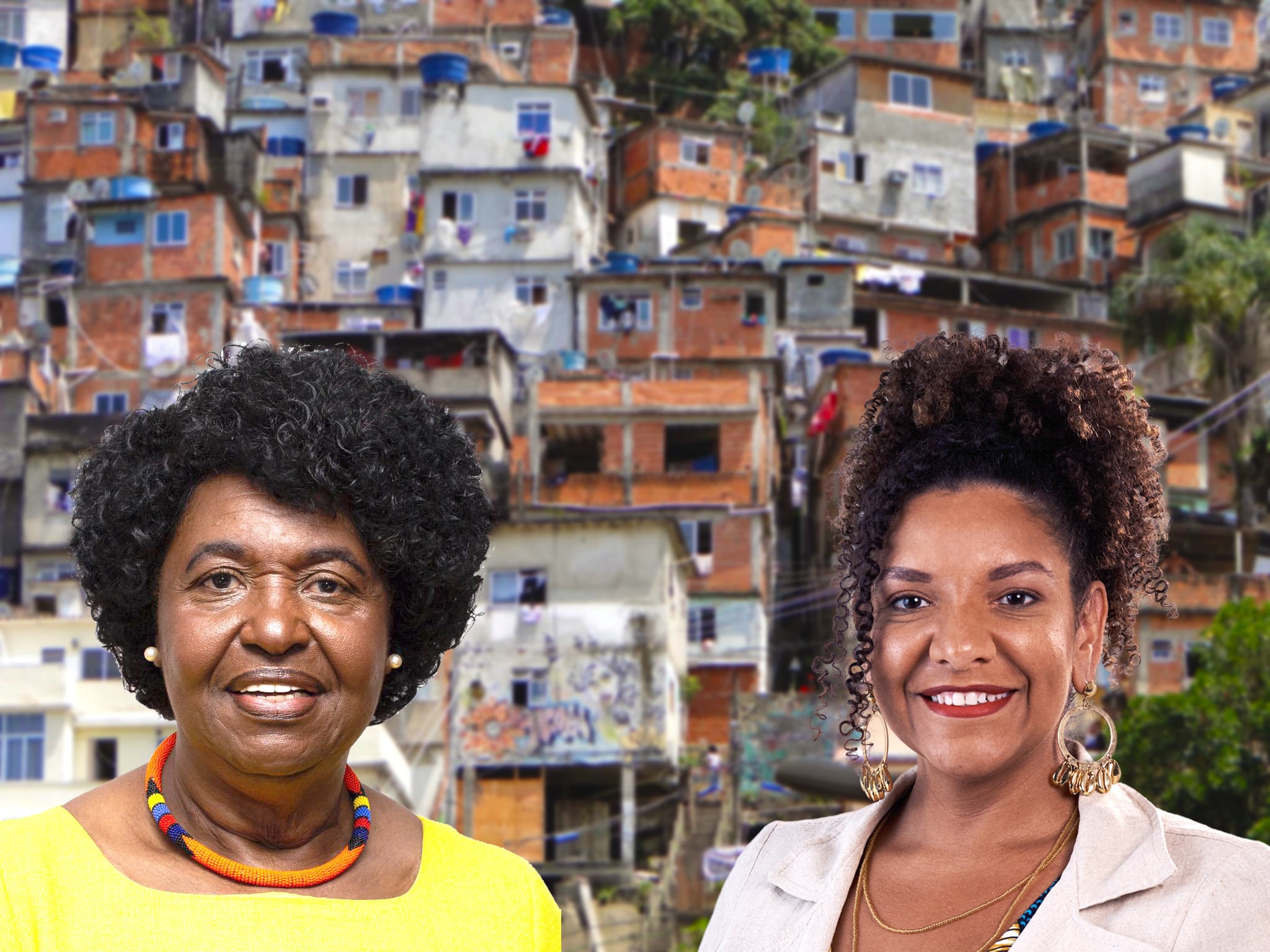 Benedita da Silva e Renata Souza são mulheres negras e originárias das favelas que disputam a prefeitura do Rio - Arte: Ylanna Brandão/ Fotos: Divulgação