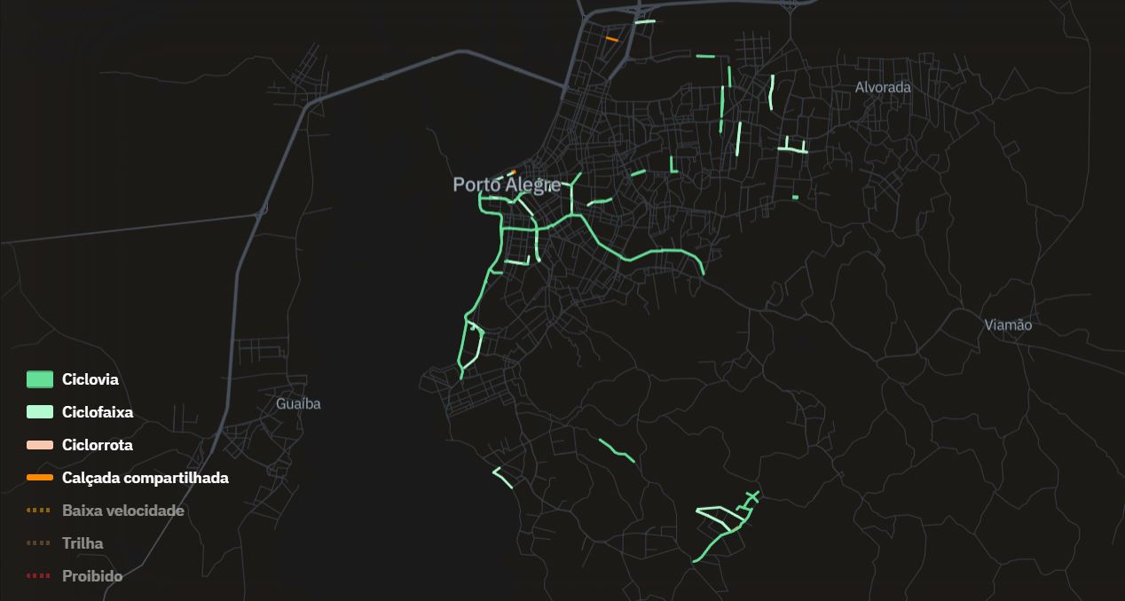  Porto Alegre tem menos de 100 km de ciclovia e é uma priodade da candidata Manuela D'Ávila - Crédito: ITDP e UCB 