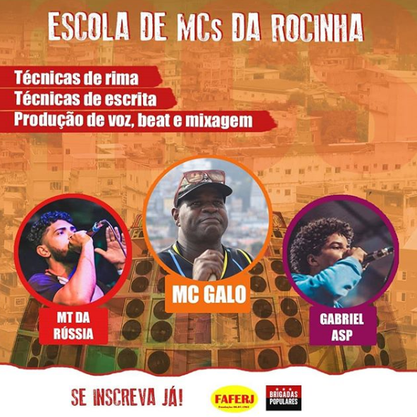 Inscrições para participar da Escola de MCs da Rocinha terminam neste sábado (7); curso é gratuito e aberto para jovens e adultos