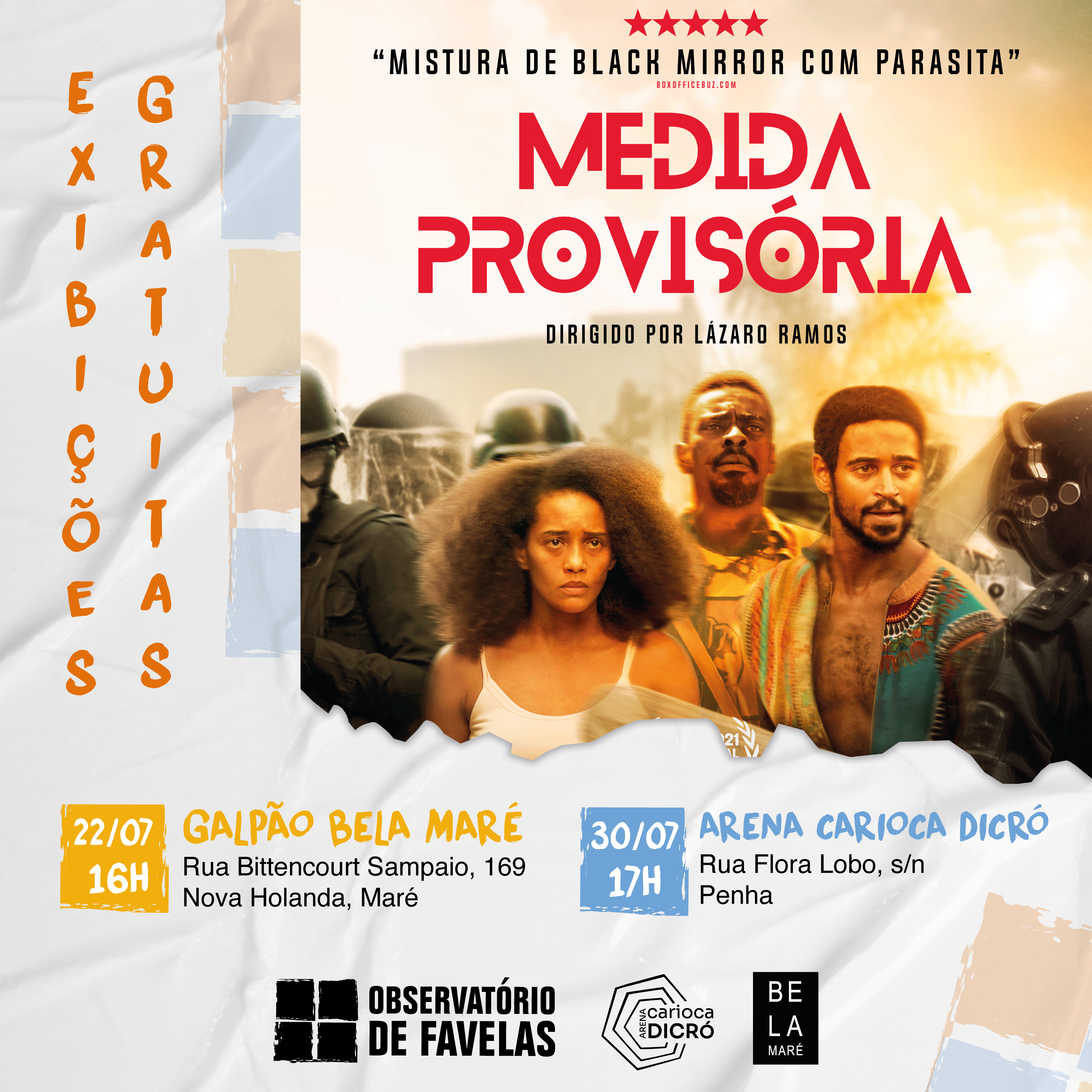 Observatório de Favelas promove sessões gratuitas de cinema de Medida Provisória