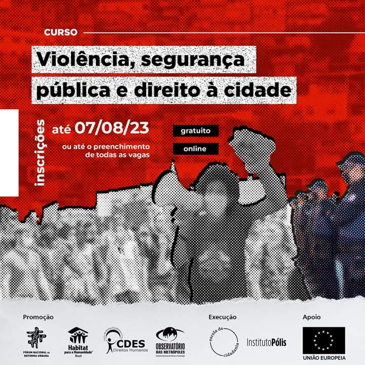 Curso gratuito sobre “Violência, segurança pública e direito à cidade”